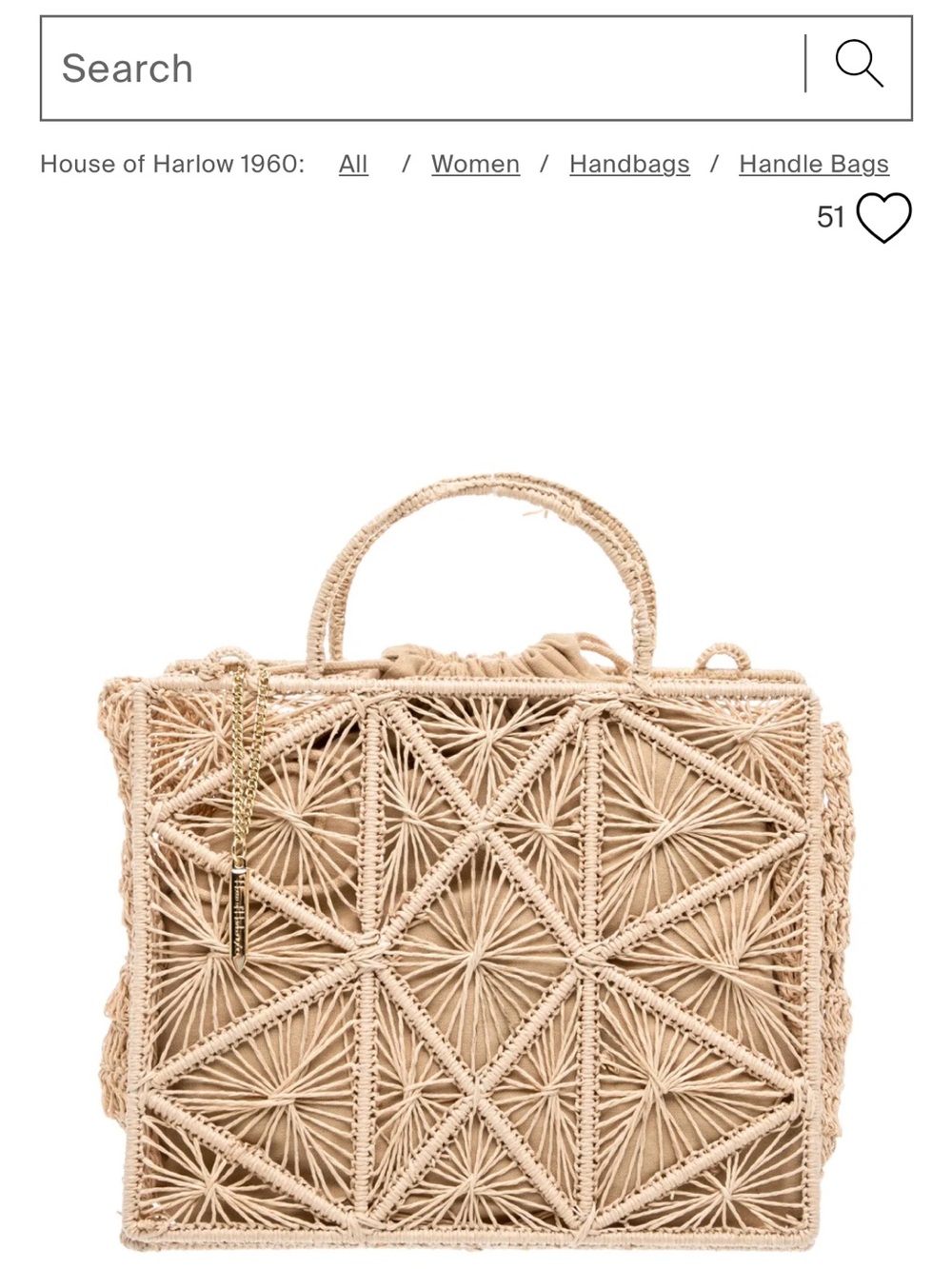 House of Harlow 1960 Natural Beige Macramé Tote